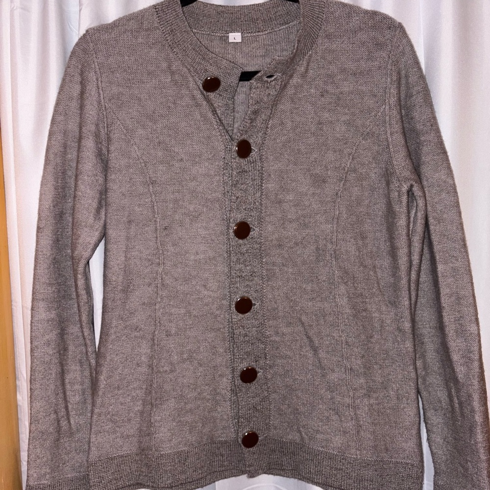 Women's Classic Gray Cardigan Sweater